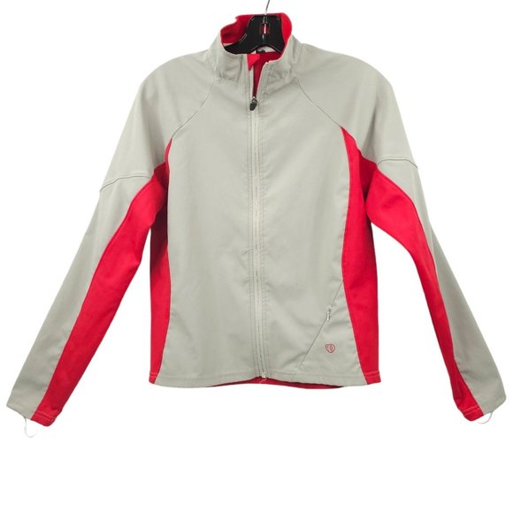 Pearl Izumi Full Zip Cycling Jacket Womens Size M Thumb Loop Sleeves Gray Red - Picture 1 of 16